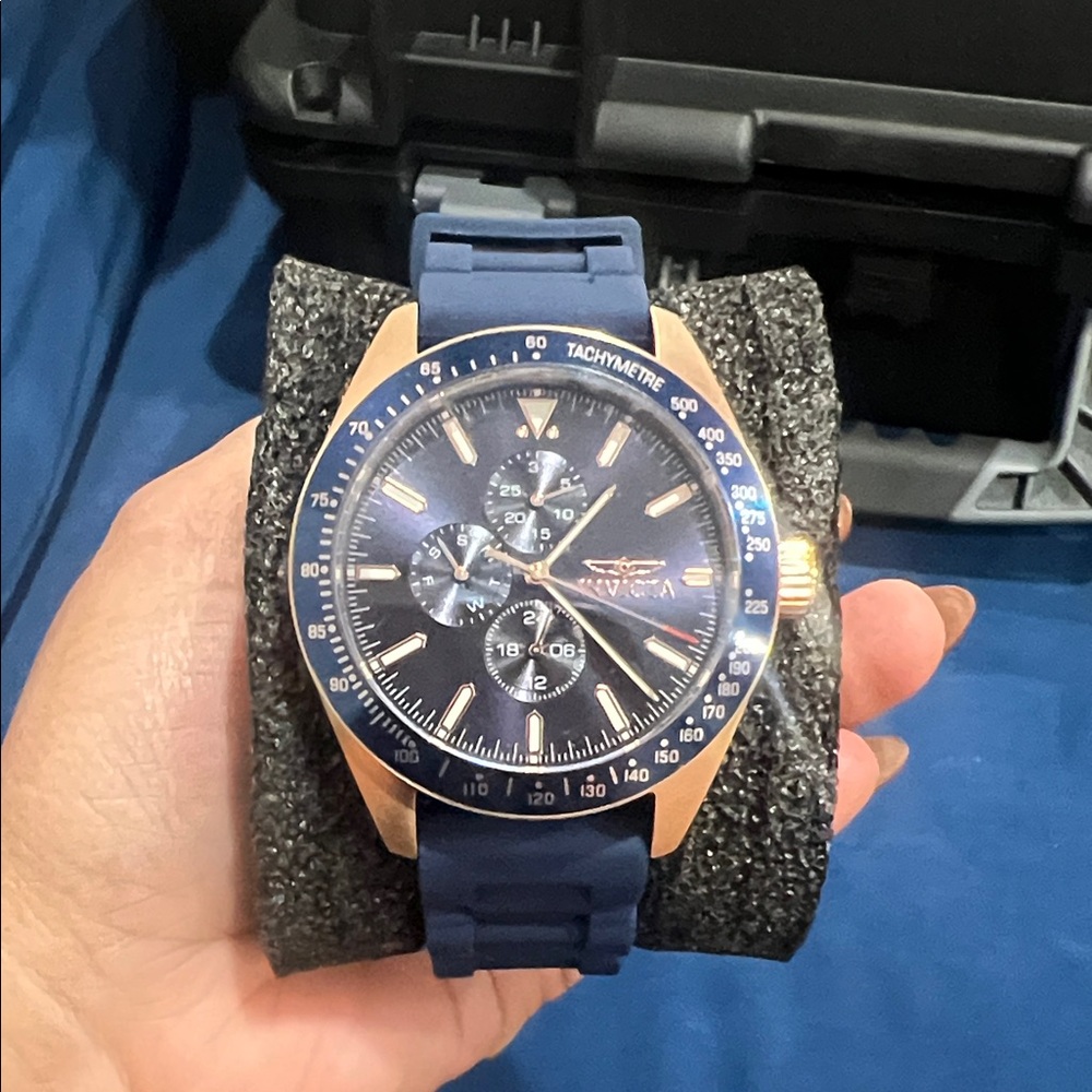 Invicta Blue and Gold Watch